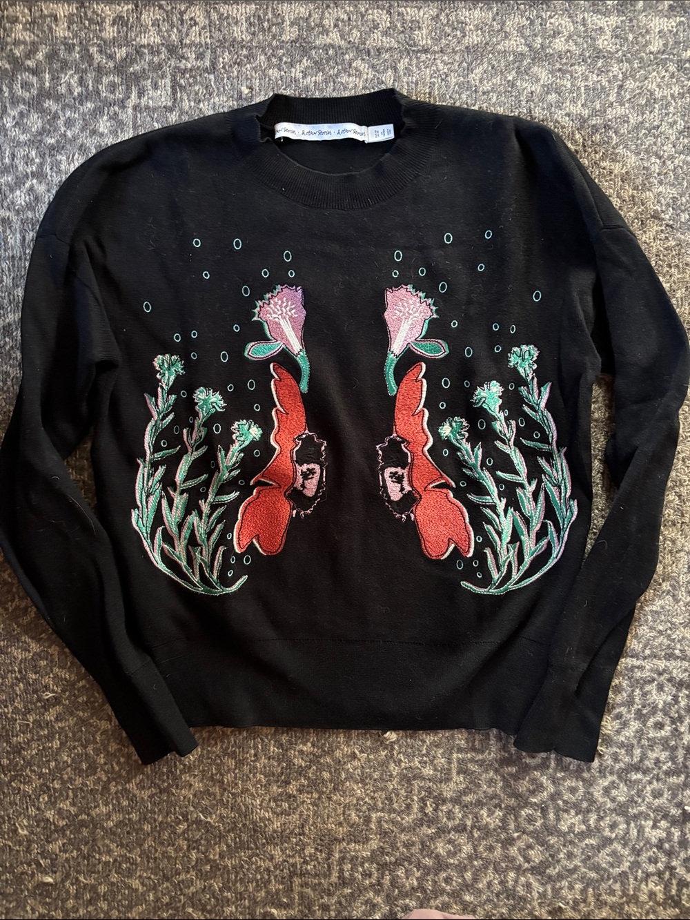 & Other Stories Black Sweater with Appliqué XS